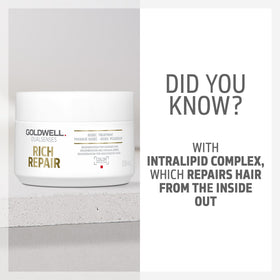 Goldwell bottle in shower being applied to hair demonstrating in-shower convenience benefit