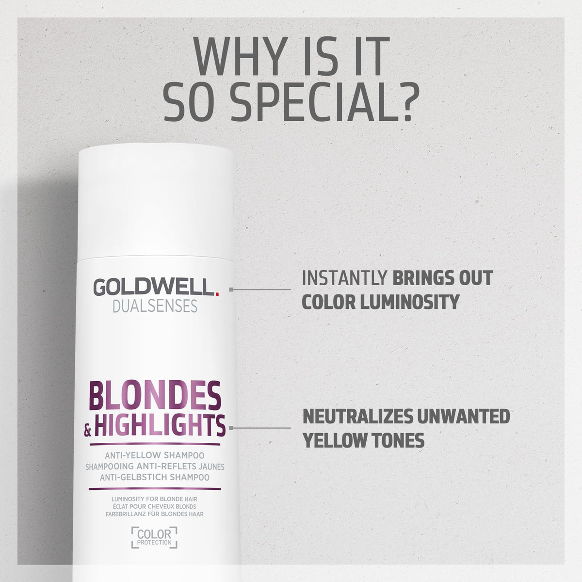 Goldwell shampoo texture violet-tinged lather showing toning action