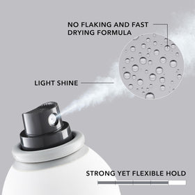 Goldwell spray in use on model providing wind-resistant hold