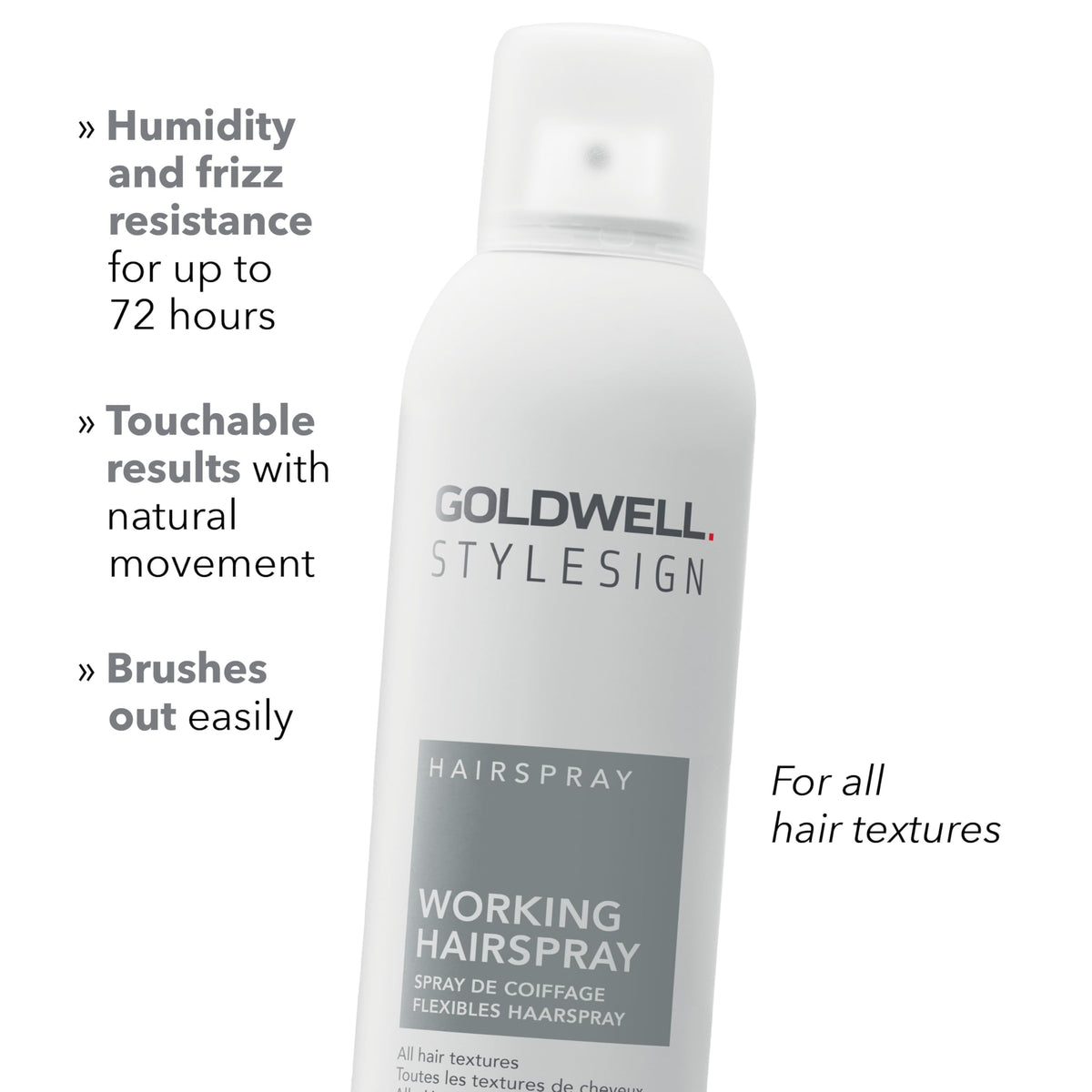 Goldwell nozzle detail highlighting precise spray and control benefit
