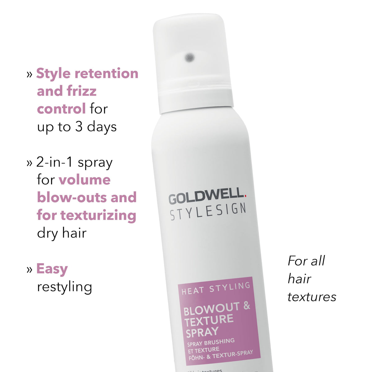 Goldwell spray nozzle detail demonstrating easy application and even mist