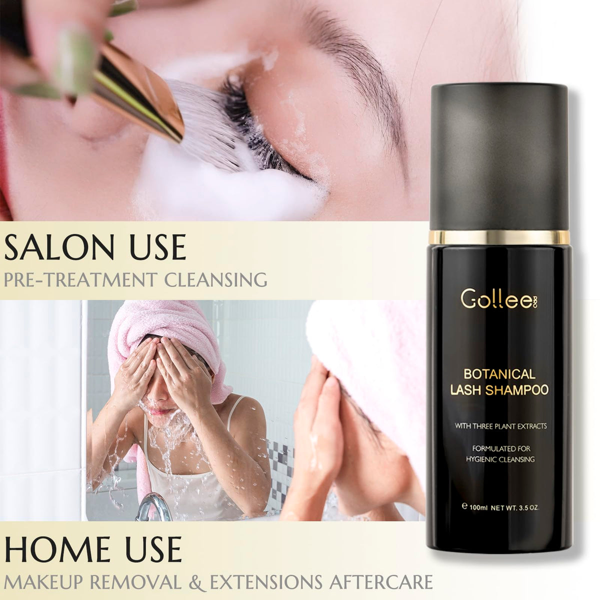 GOLLEEPRO label detail highlighting paraben and sulfate free features