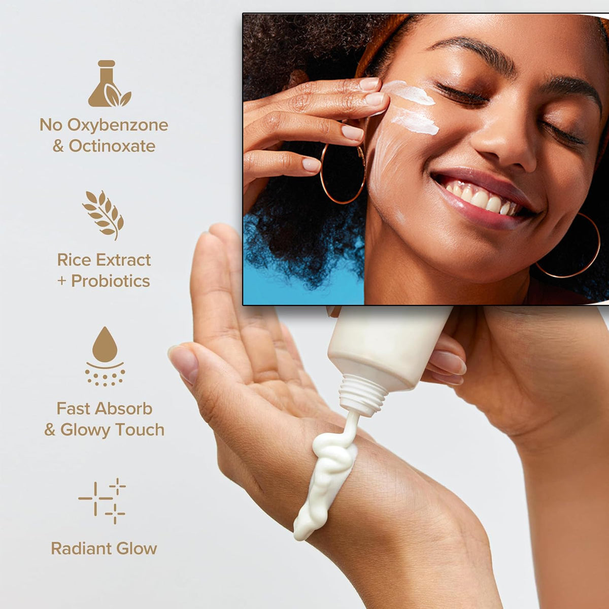 gonalulu Relief Sun texture close-up demonstrating lightweight, hydrating finish for comfortable wear