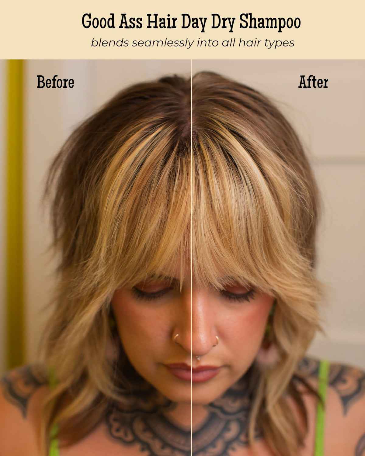 Good Ass Hair Day applied to roots demonstrating quick oil absorption