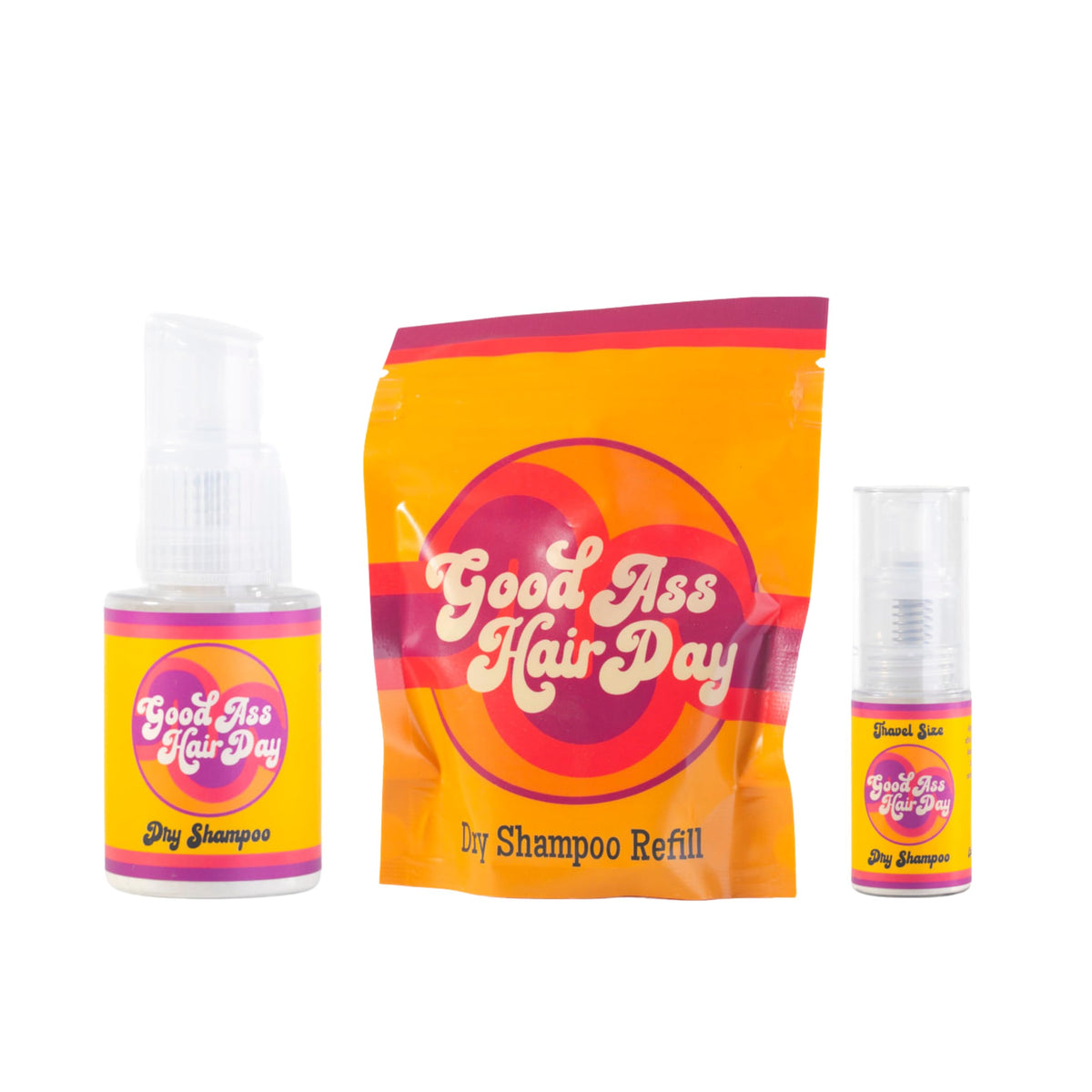 Good Ass Hair Day pouch inside travel bag illustrating refill convenience