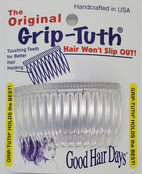 Good Hair Days front view of crystal side combs shows decorative sparkle and compact size, enhancing styles