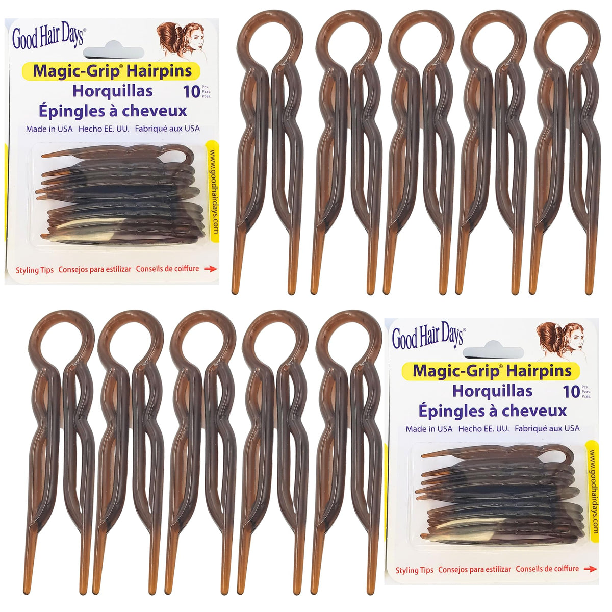 Good Hair Days front packaging showing 20-pack and tortoise color benefit hold