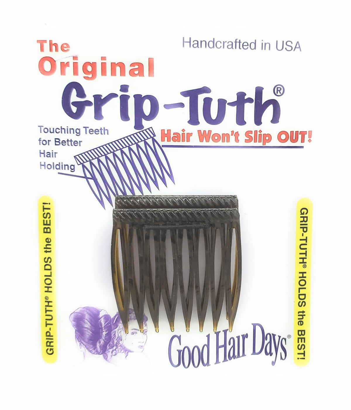 Good Hair Days close-up of interlocking teeth showing secure grip and snag-free design