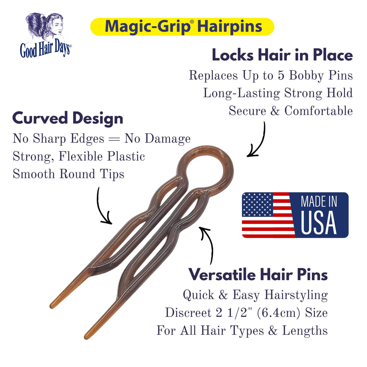 Good Hair Days in-use securing a sleek bun for long-lasting styling benefit