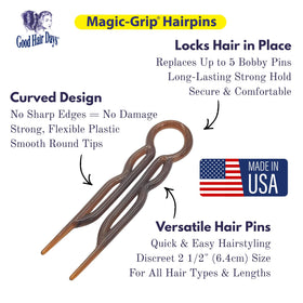 Good Hair Days in-use securing a sleek bun for long-lasting styling benefit