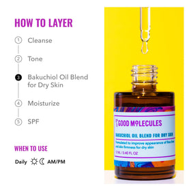 Good Molecules rosehip and chia seeds next to bottle emphasizing antioxidant-rich ingredients