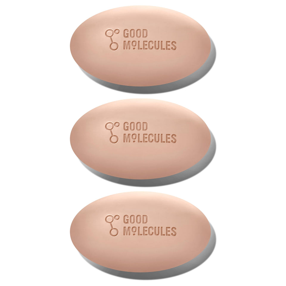Good Molecules front packaging showing bar trio and benefits