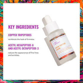 Good Molecules close-up label listing peptides, informs ingredient transparency
