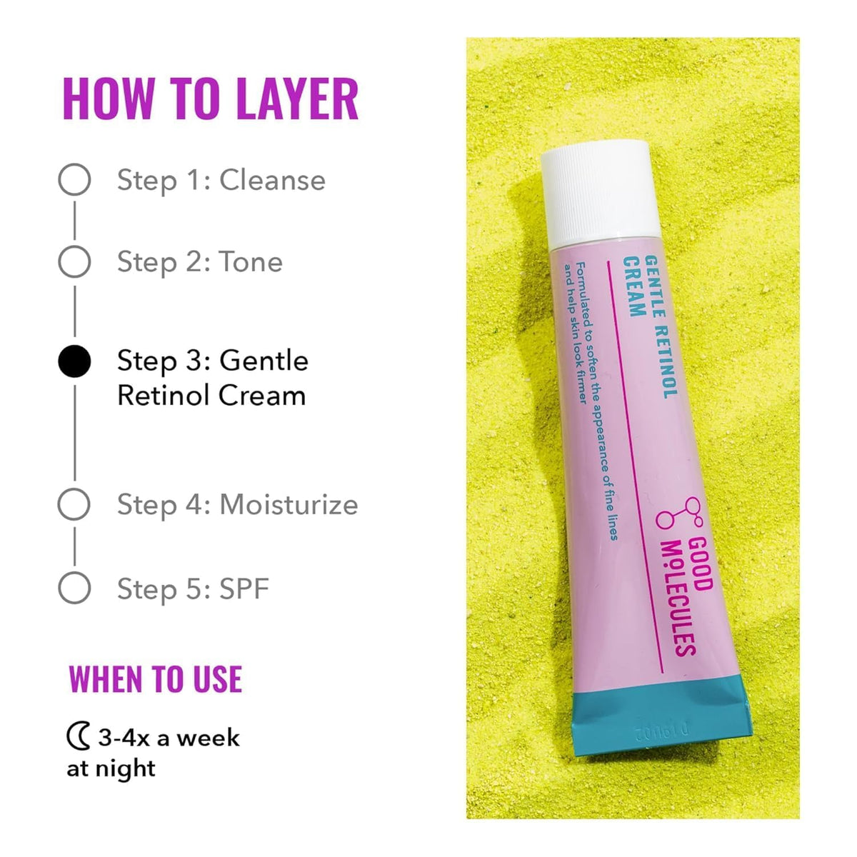Good Molecules cream texture dispensed on fingertip showing lightweight spreadability