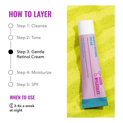 Good Molecules cream texture dispensed on fingertip showing lightweight spreadability
