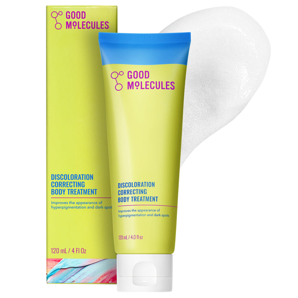 Good Molecules front packaging showing product and benefit of targeting discoloration