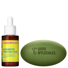 Good Molecules duo front packaging showing both bar and serum, highlights convenience