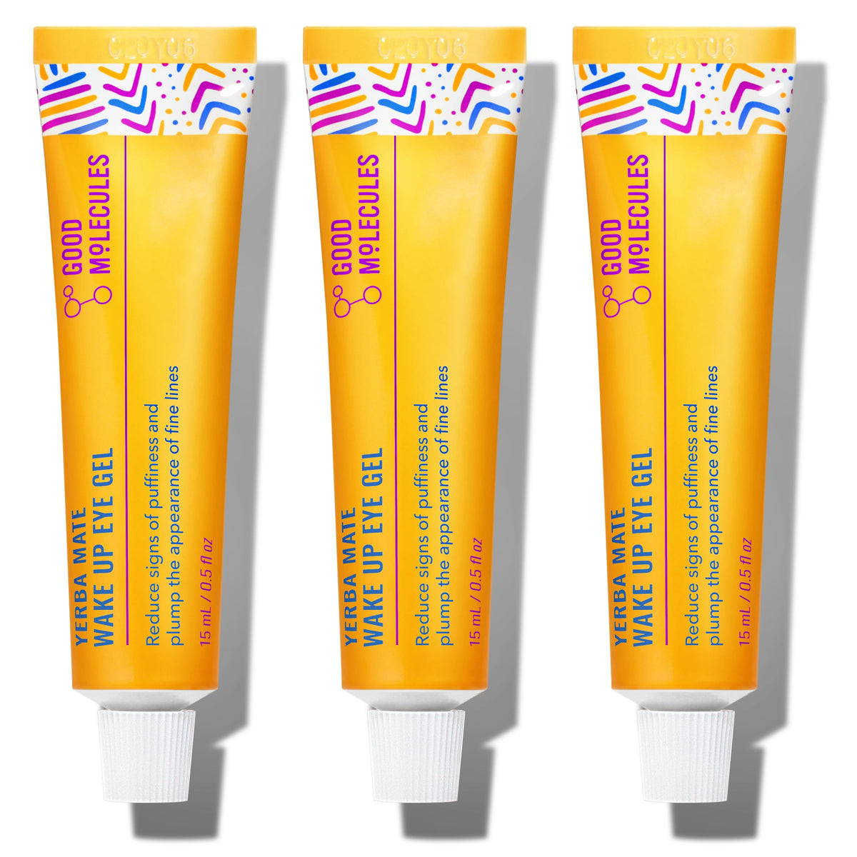 Good Molecules front packaging showing three 15ml tubes for consistent eye care