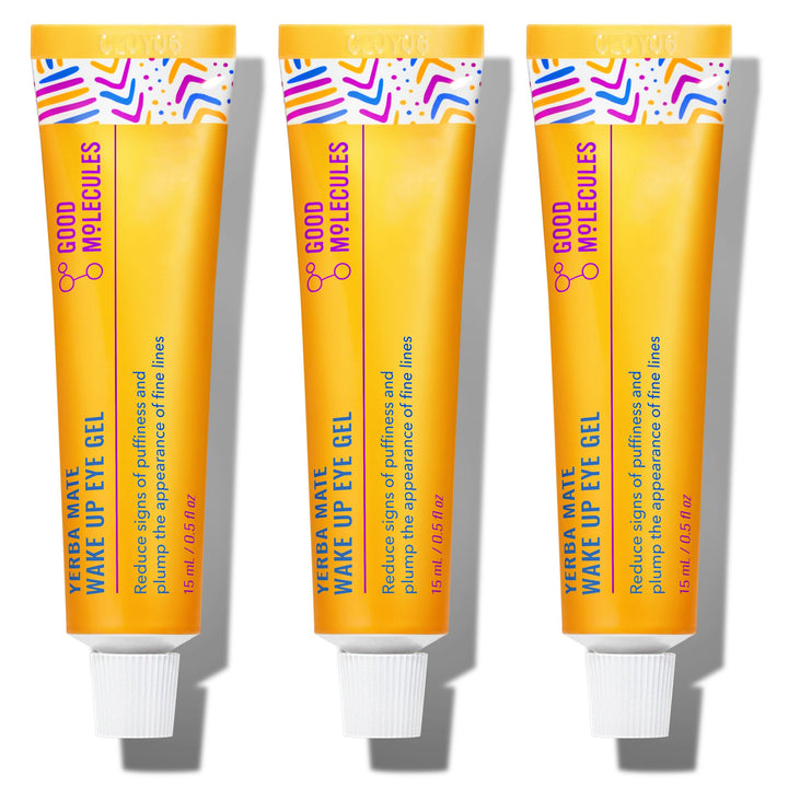 Good Molecules front packaging showing three 15ml tubes for consistent eye care