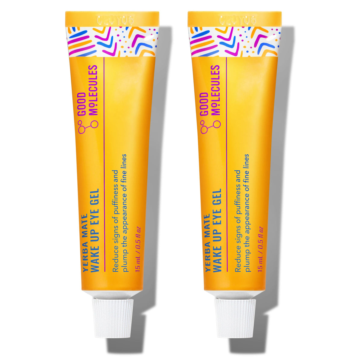 Good Molecules front view of two 15 ml tubes showing packaging and product name, highlights convenience