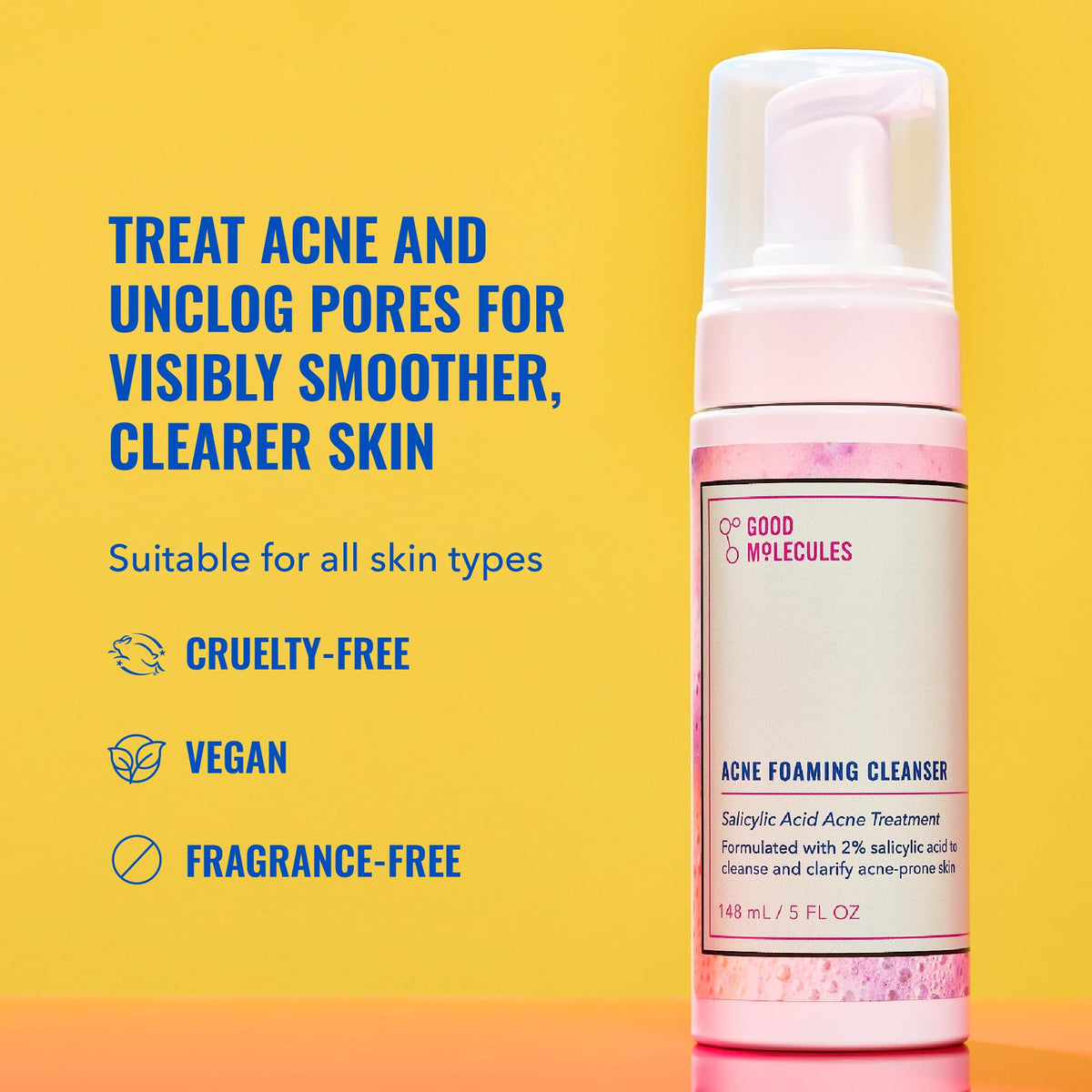 Good Molecules fluffy foam texture close-up demonstrating gentle, airy lather for soft cleansing