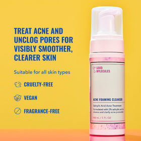 Good Molecules fluffy foam texture close-up demonstrating gentle, airy lather for soft cleansing