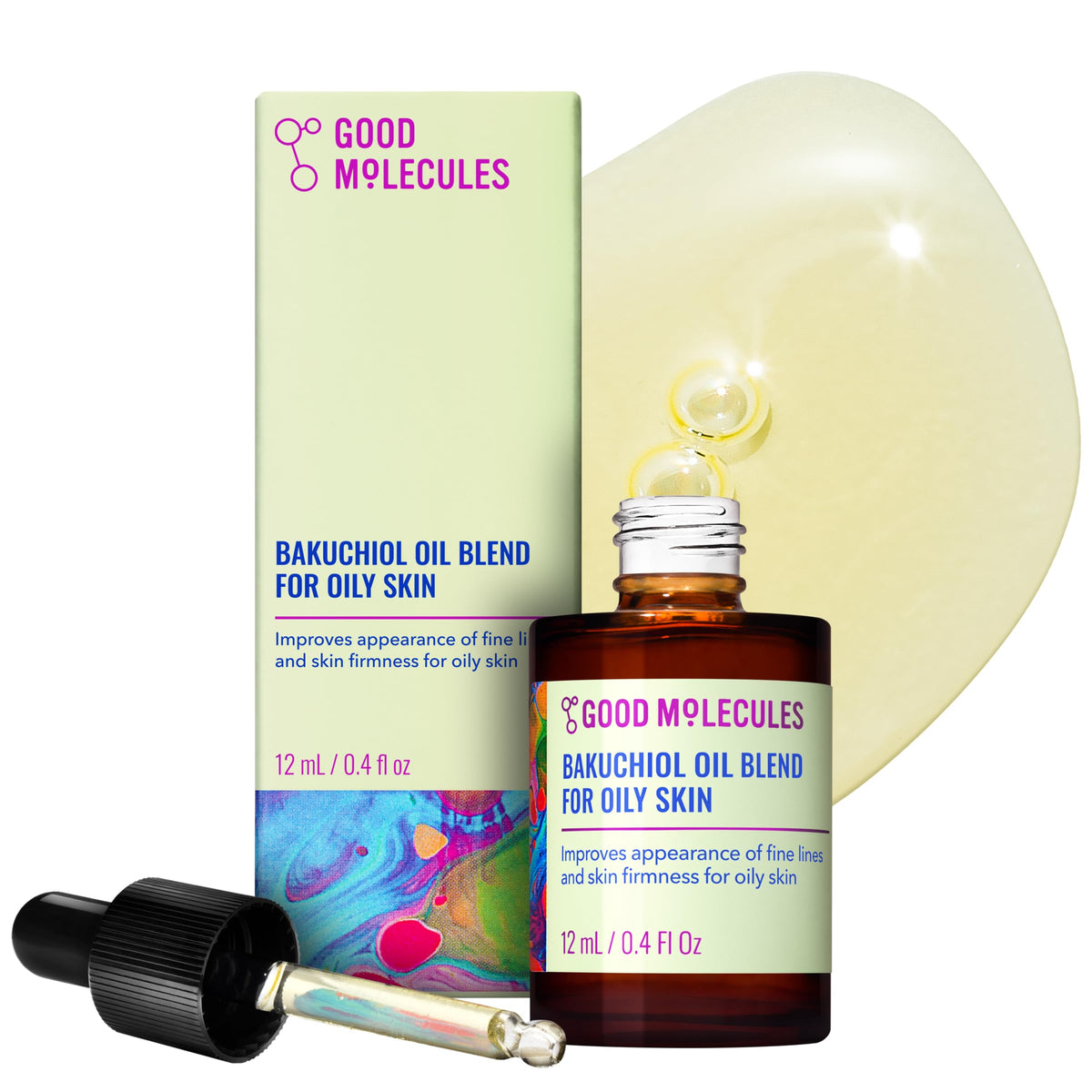 Good Molecules bottle front packaging showing product and benefits