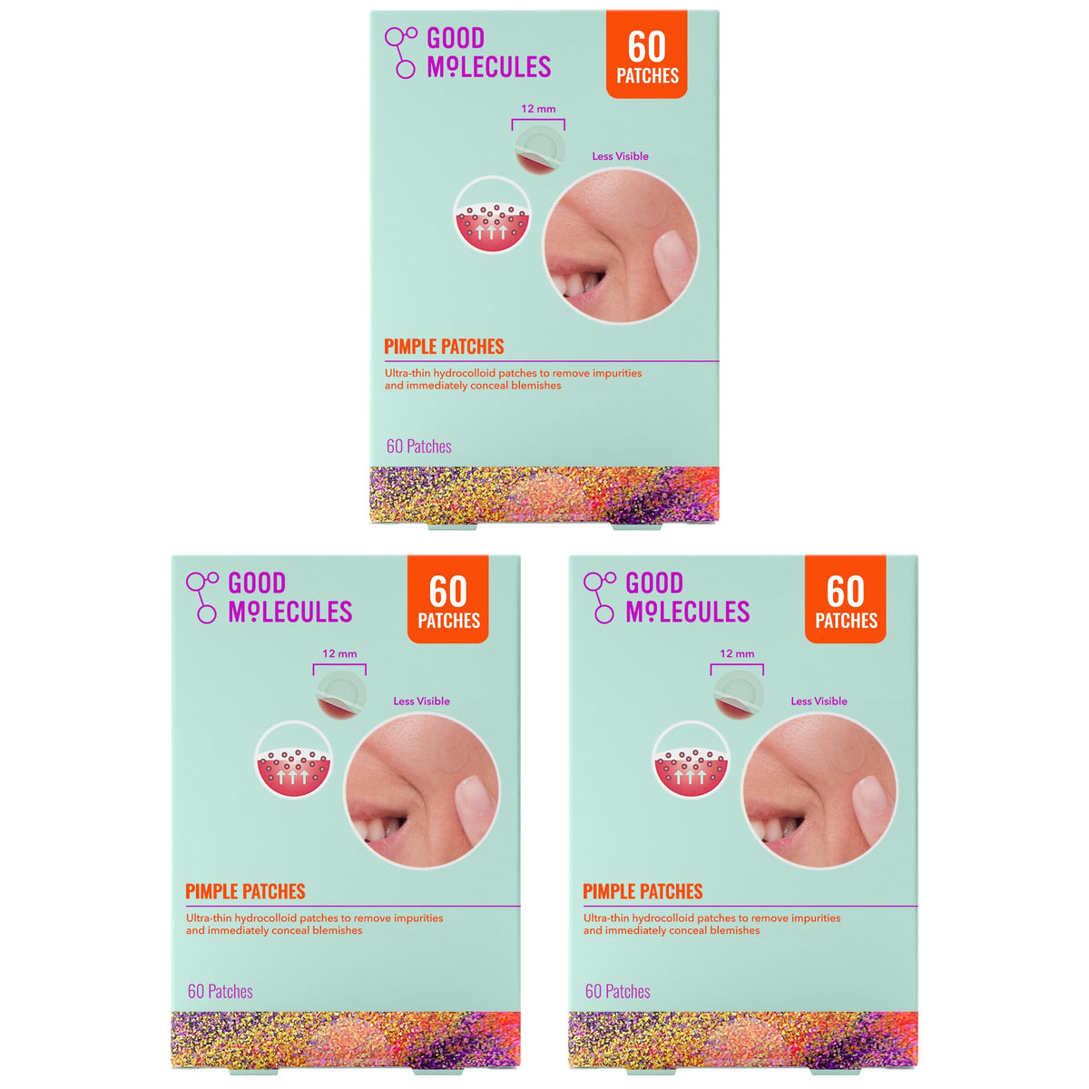 Good Molecules front packaging showing three 60-count packs for convenience
