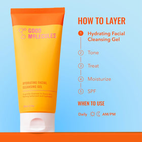 Good Molecules in use during morning routine for gentle cleansing