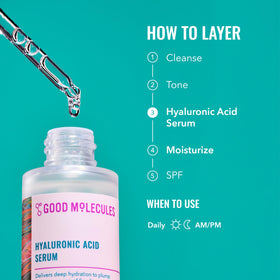 Good Molecules close-up of ingredient label showing hyaluronic details