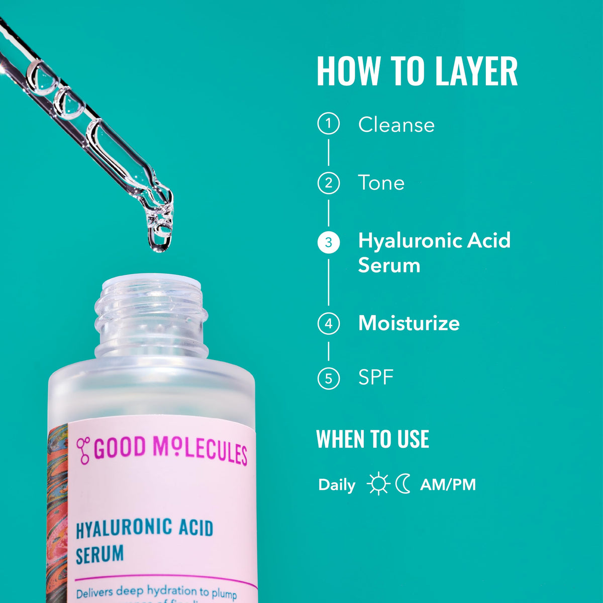 Good Molecules label close-up showing ingredient highlights and vegan claim
