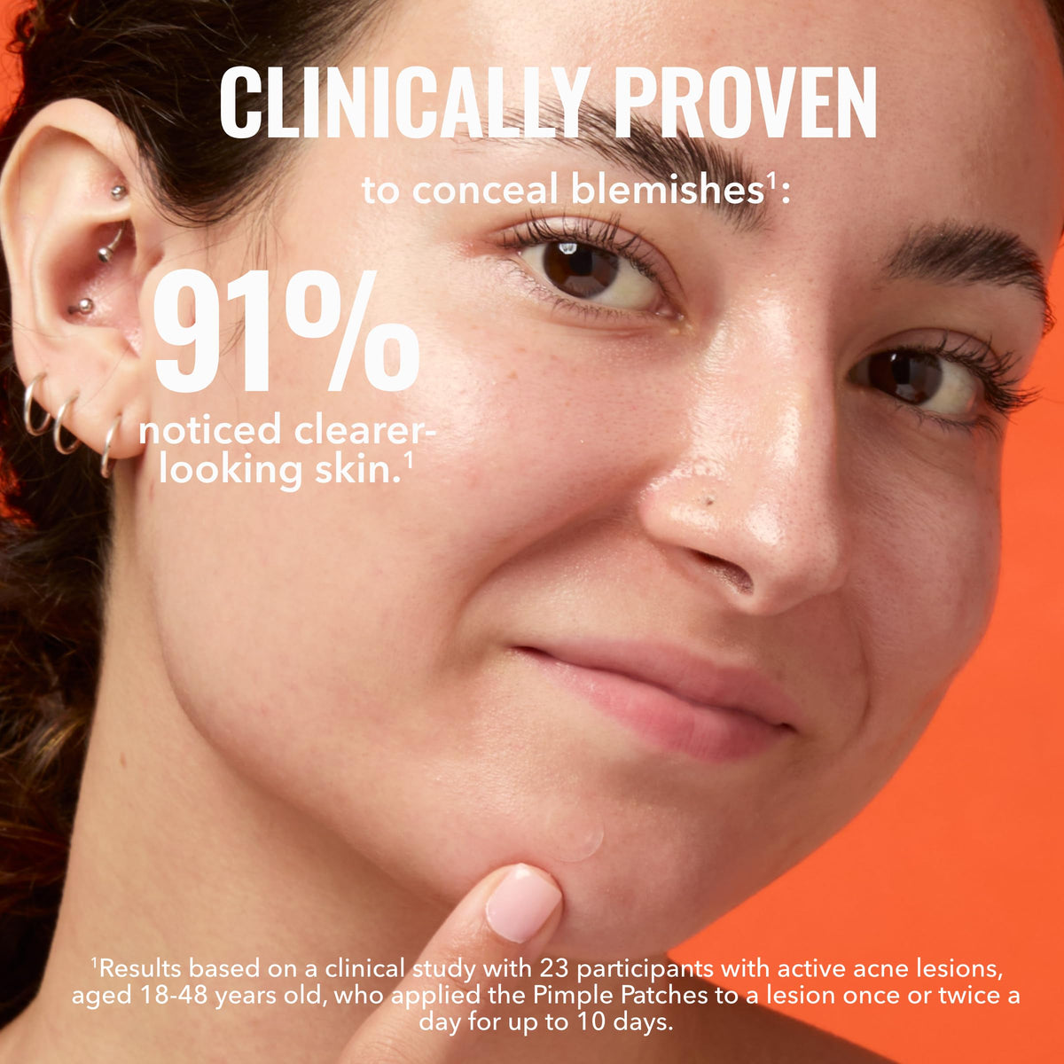 Good Molecules patch applied on cheek concealing a blemish for confidence