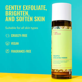 Good Molecules ingredient close-up with fruit enzyme particles, gentle brightening benefit