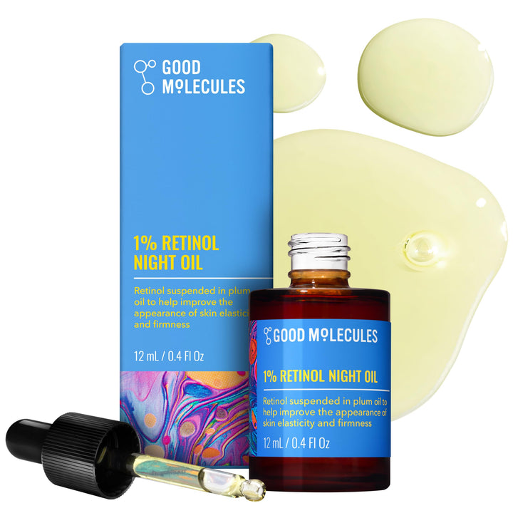 Good Molecules front bottle view showing sleek night oil packaging and clarity