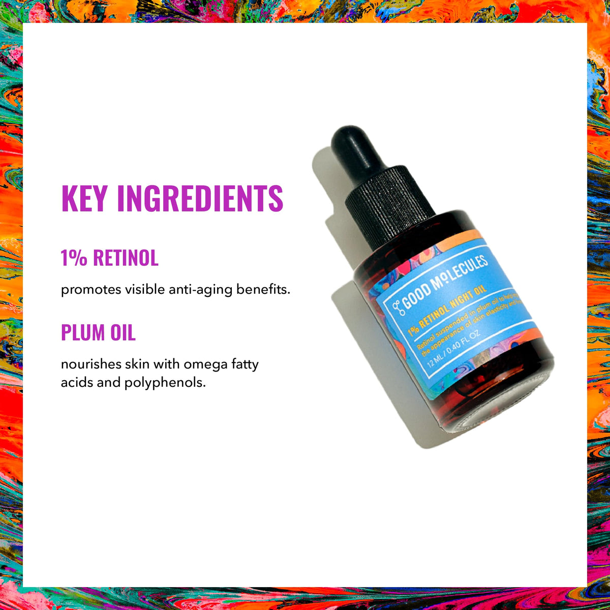 Good Molecules plum and rosehip seeds beside bottle showing antioxidant support