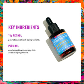 Good Molecules plum and rosehip seeds beside bottle showing antioxidant support