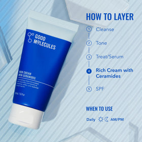 Good Molecules jar on bathroom shelf in routine setting promoting daily use
