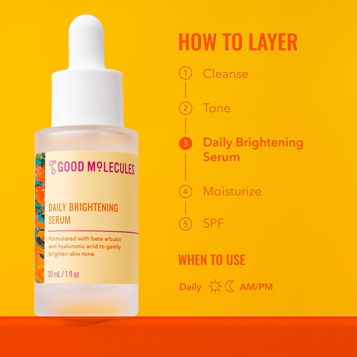 Good Molecules bottle held in hand to show size and travel-friendly volume