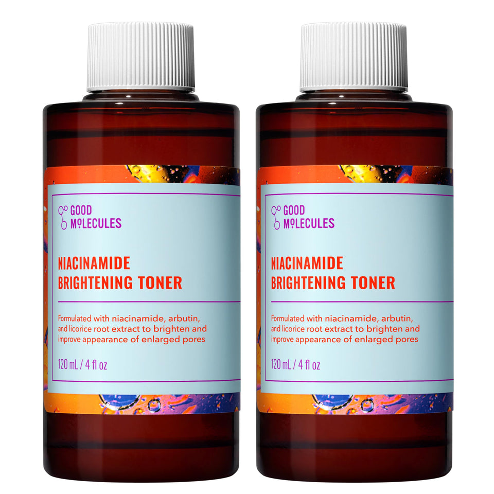 Good Molecules front packaging showing two 120ml bottles and product benefit