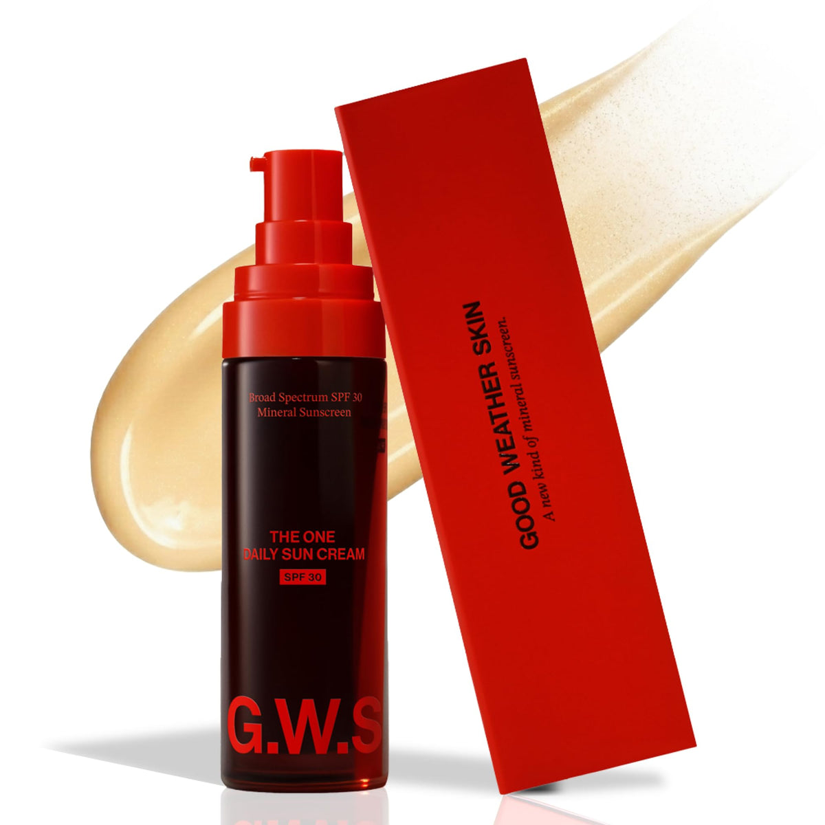 Good Weather Skin front tube showing label and SPF benefits