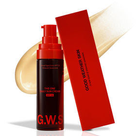 Good Weather Skin front tube showing label and SPF benefits