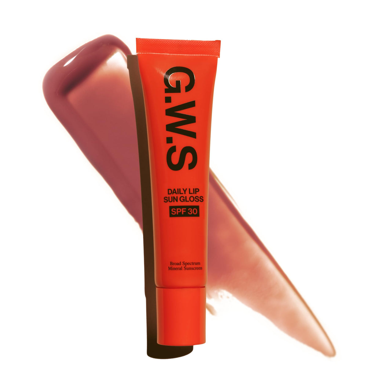 Good Weather Skin front view of ripe berry gloss showing color and tube with protective benefits