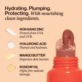 Good Weather Skin texture swirl of ripe berry gloss highlighting hydrating, non-sticky finish