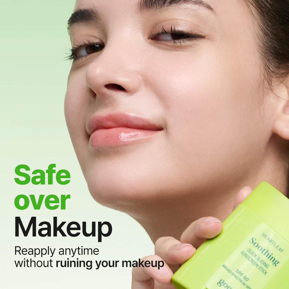 GOODAL application on cheek showing quick, non-sticky reapplication