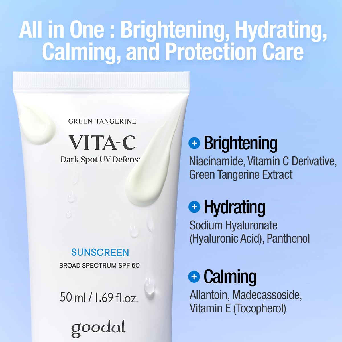 GOODAL applied on hand illustrating lightweight feel and no white cast