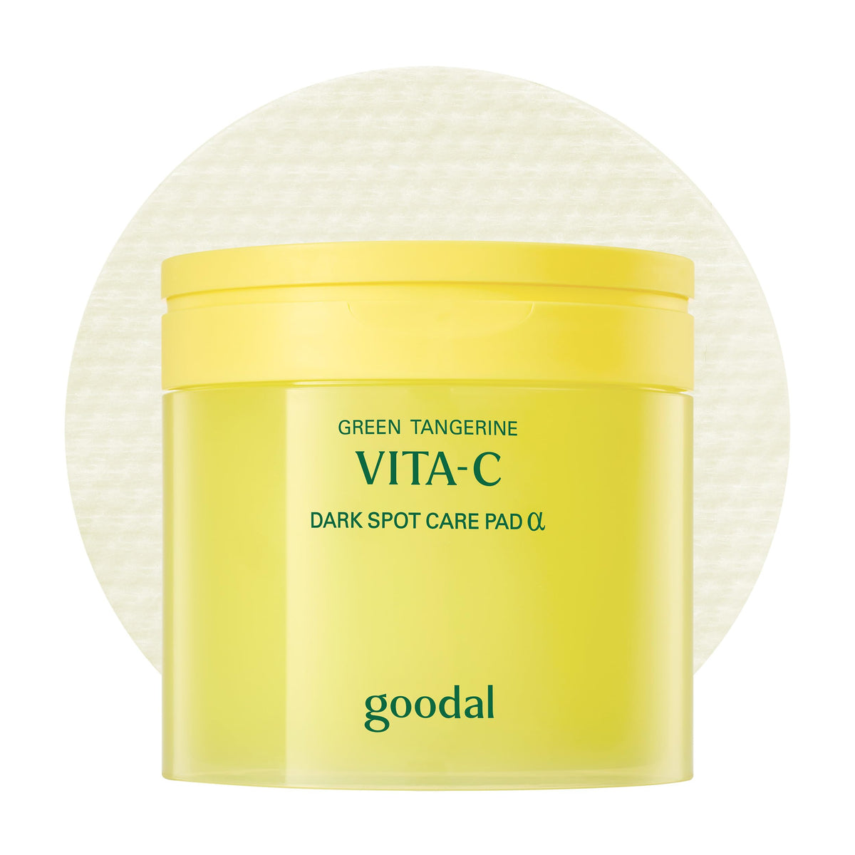 GOODAL front tub of advanced toner pads showing packaging and benefit of targeted brightening