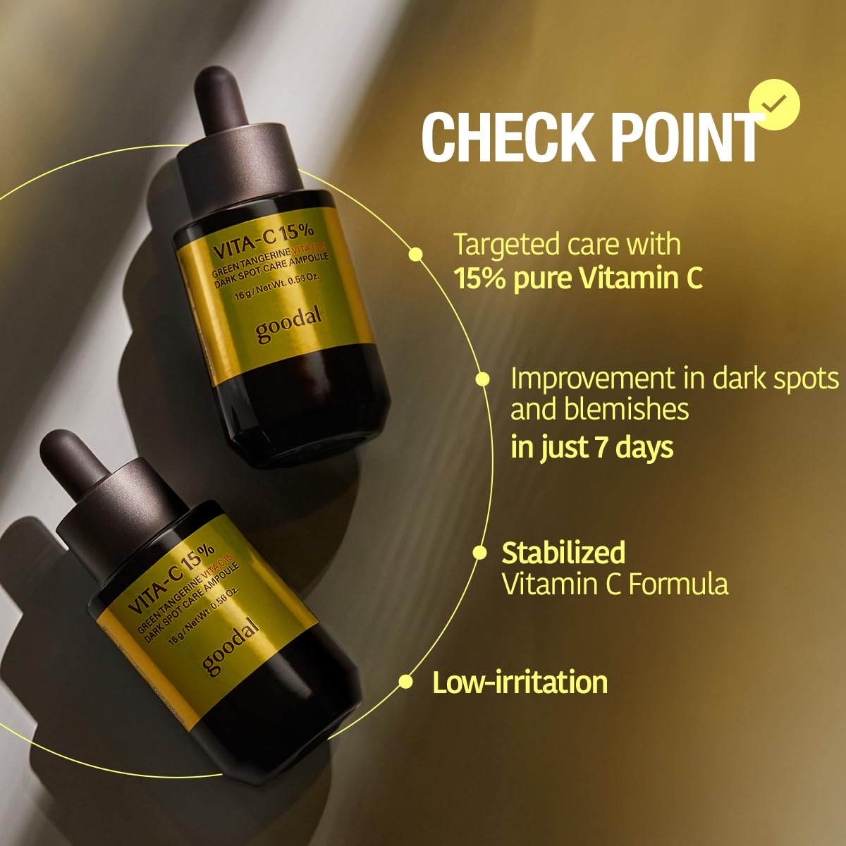 GOODAL ampoule on nightstand showing evening use and routine integration benefit