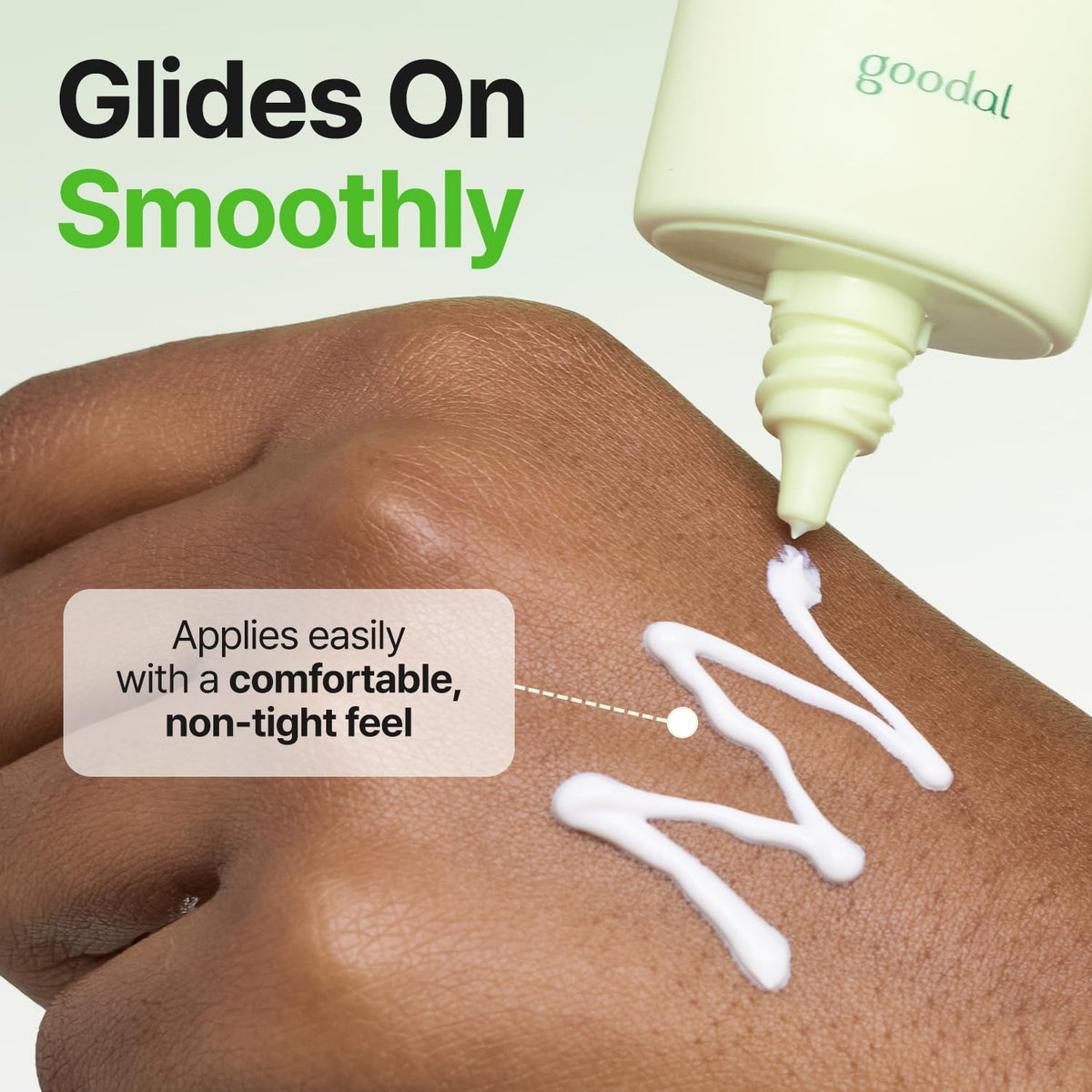 GOODAL sunscreen layered under makeup showing compatibility and smooth base