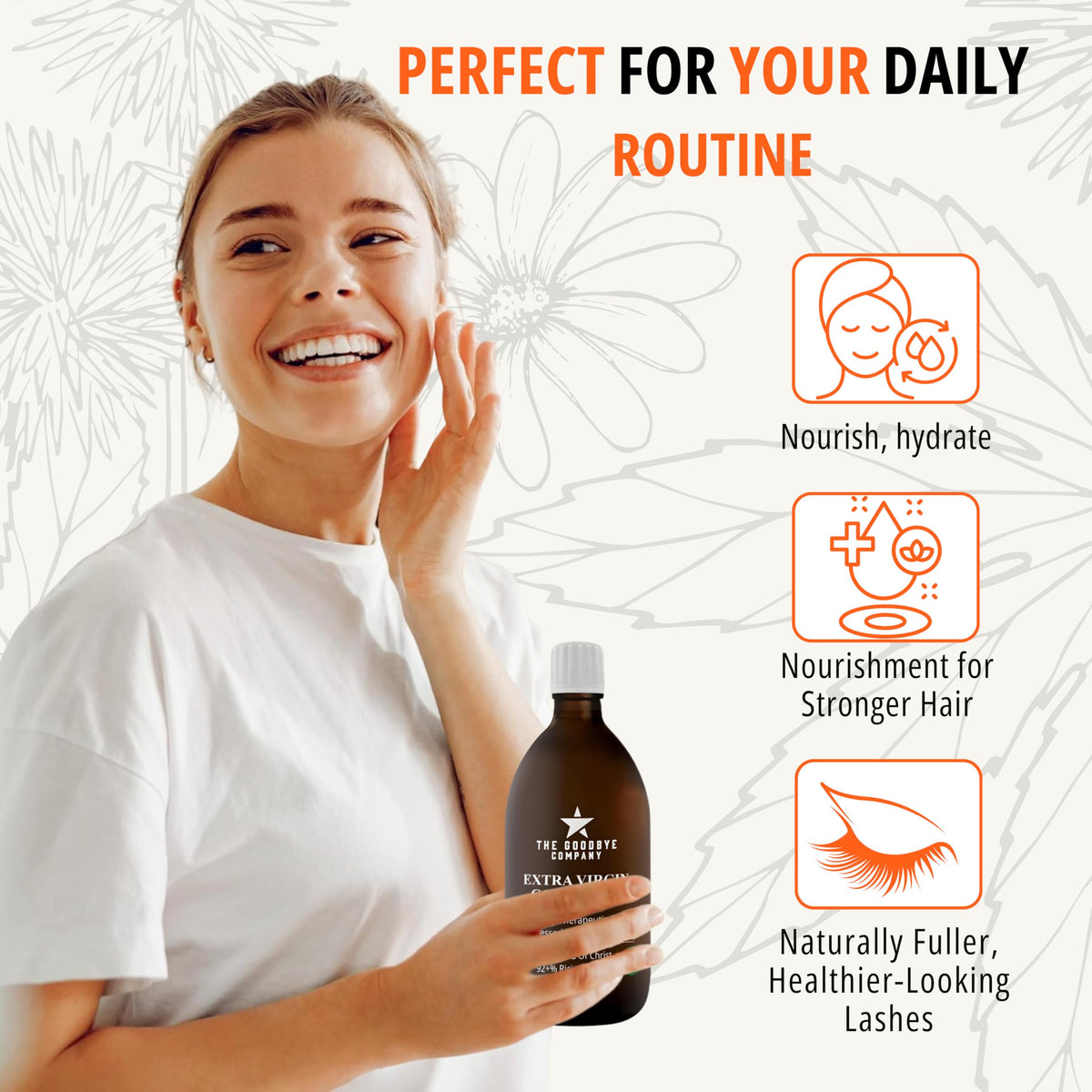 GoodBye Company applying oil to scalp showing nourishment and reduced breakage