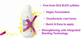 GOODBYE YELLOW label close-up highlighting pH 4.5 and vegan benefits